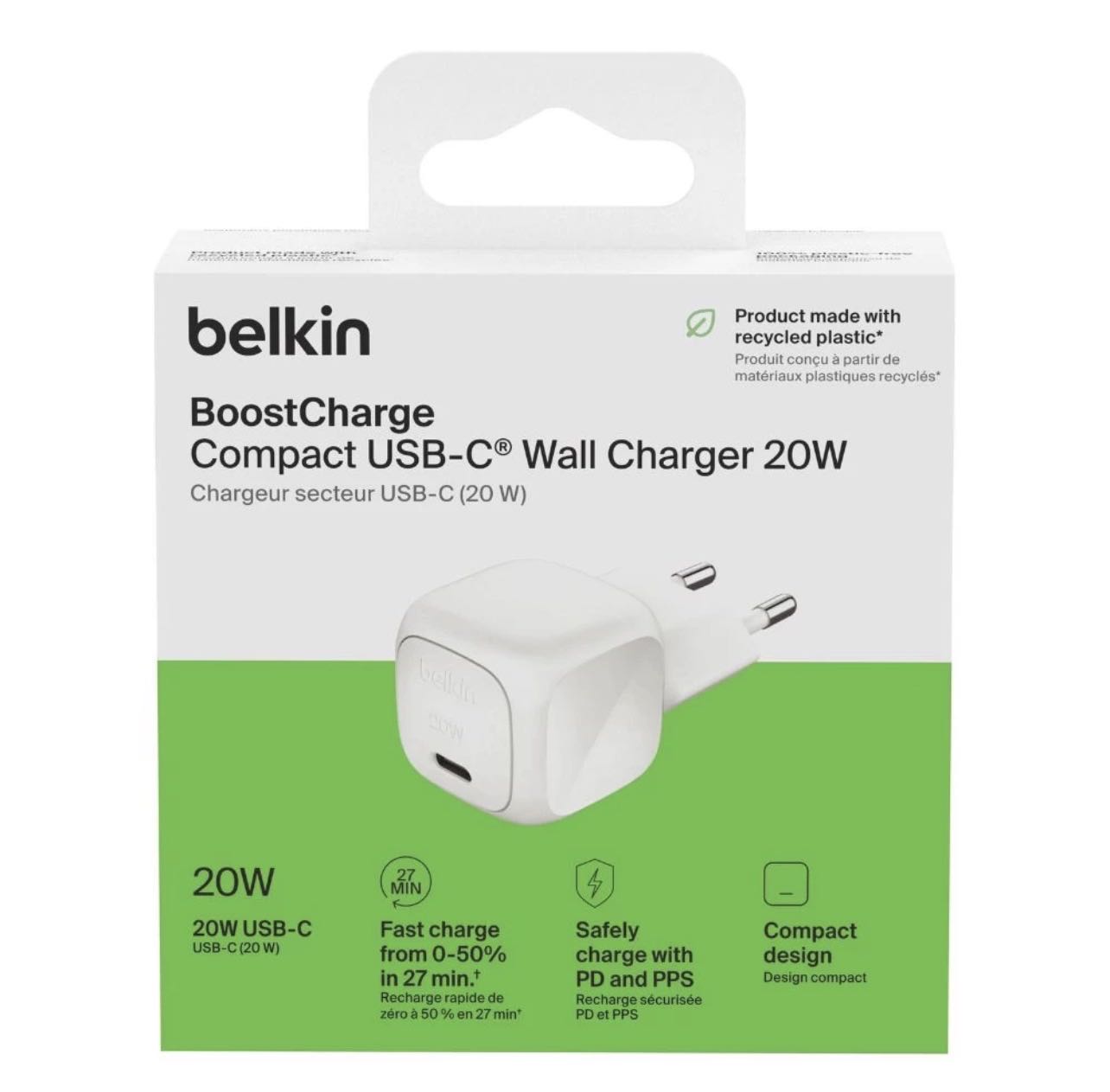 Adaptateur Chargeur BELKIN USB-C 20W Recharge Rapide Certifié