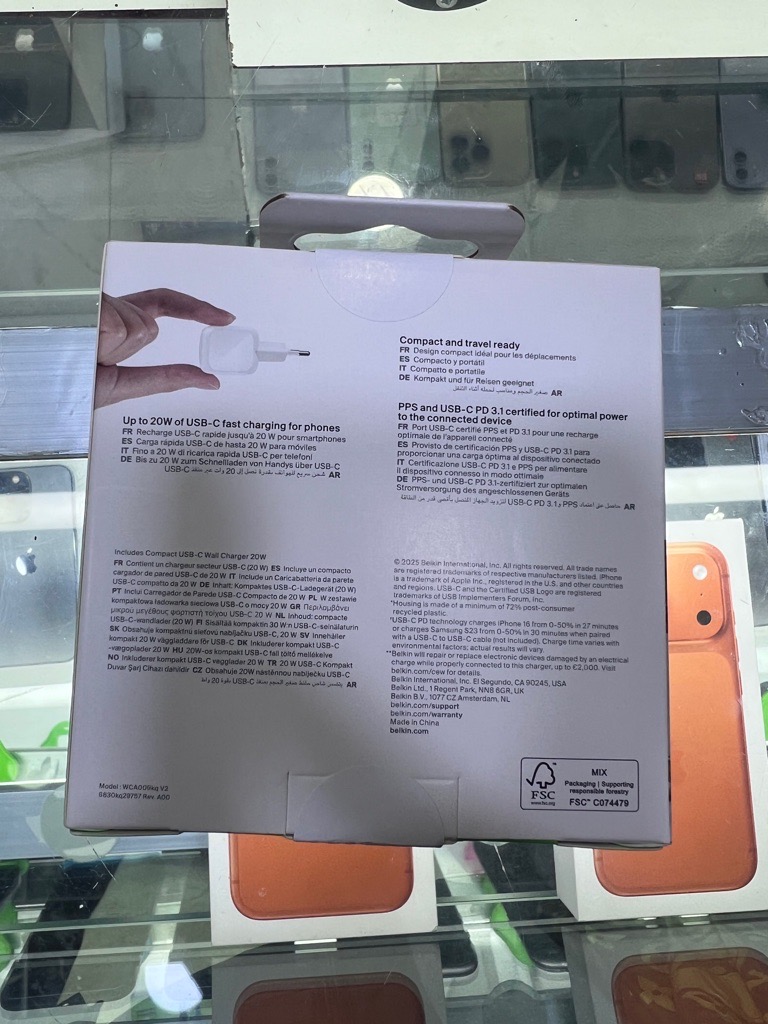 Adaptateur Chargeur BELKIN USB-C 20W Recharge Rapide Certifié