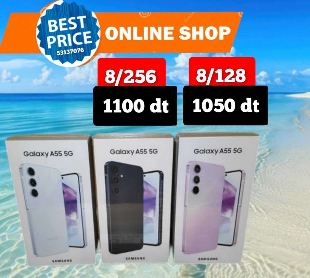 Samsung A55 5G Paquet fermé, validé✅
➖8/128 =1050 dt
➖8/256 =1100 dt