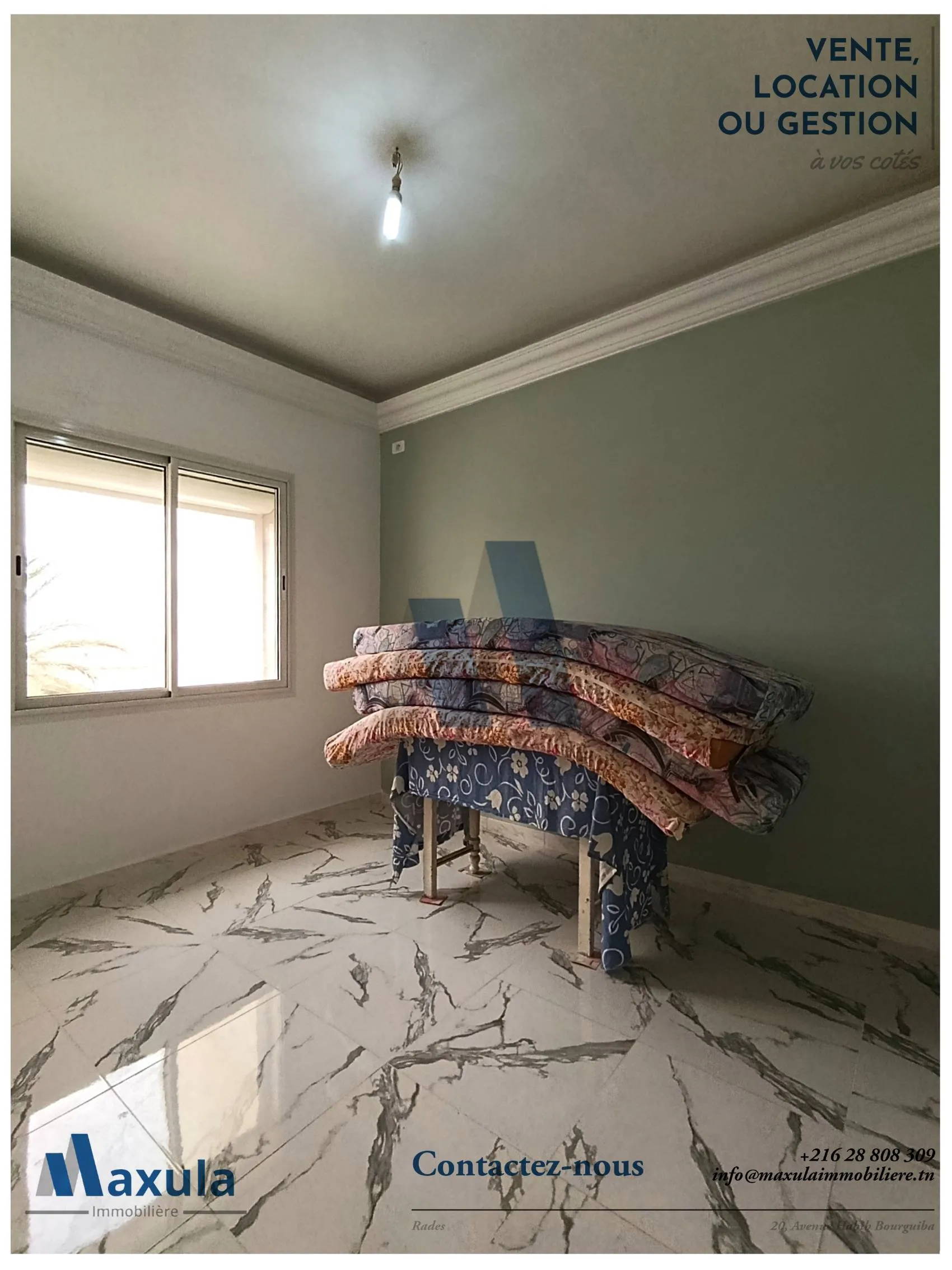 À VENDRE APPARTEMENT S+2 AU 1ER ÉTAGE À RADES SNIT