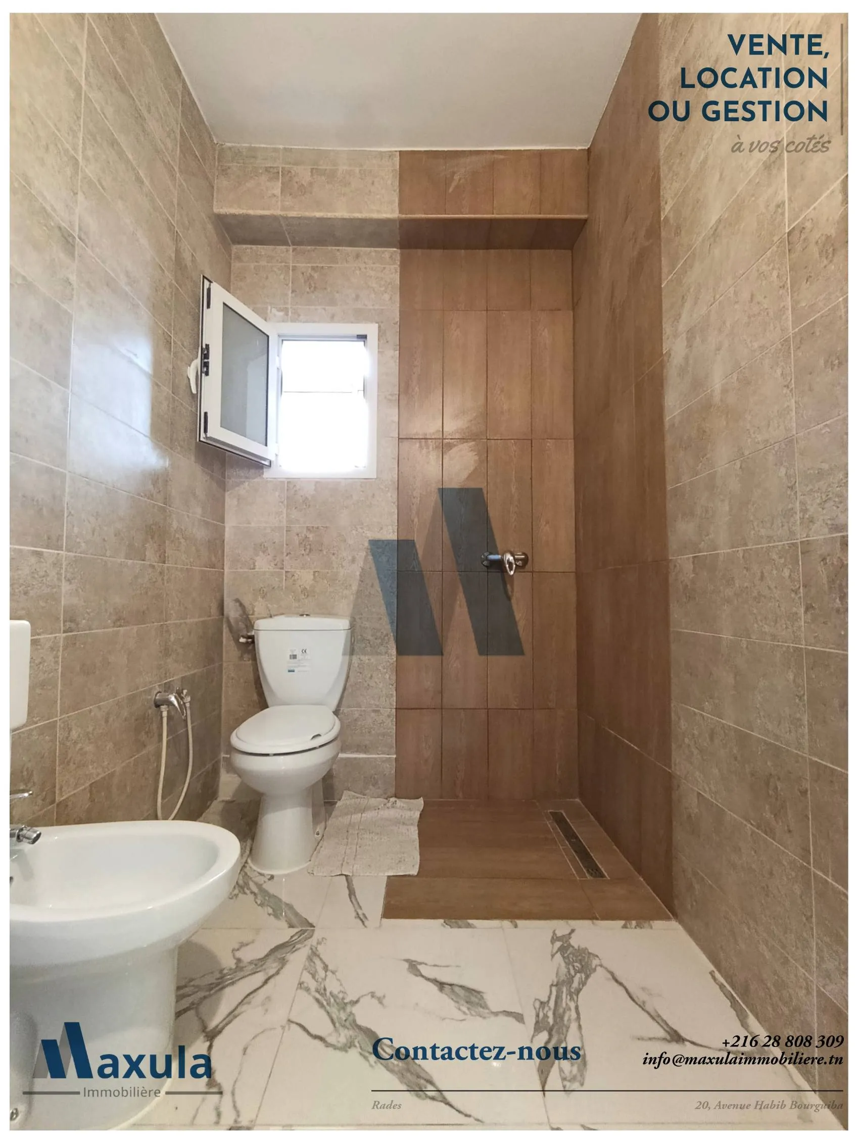 À VENDRE APPARTEMENT S+2 AU 1ER ÉTAGE À RADES SNIT