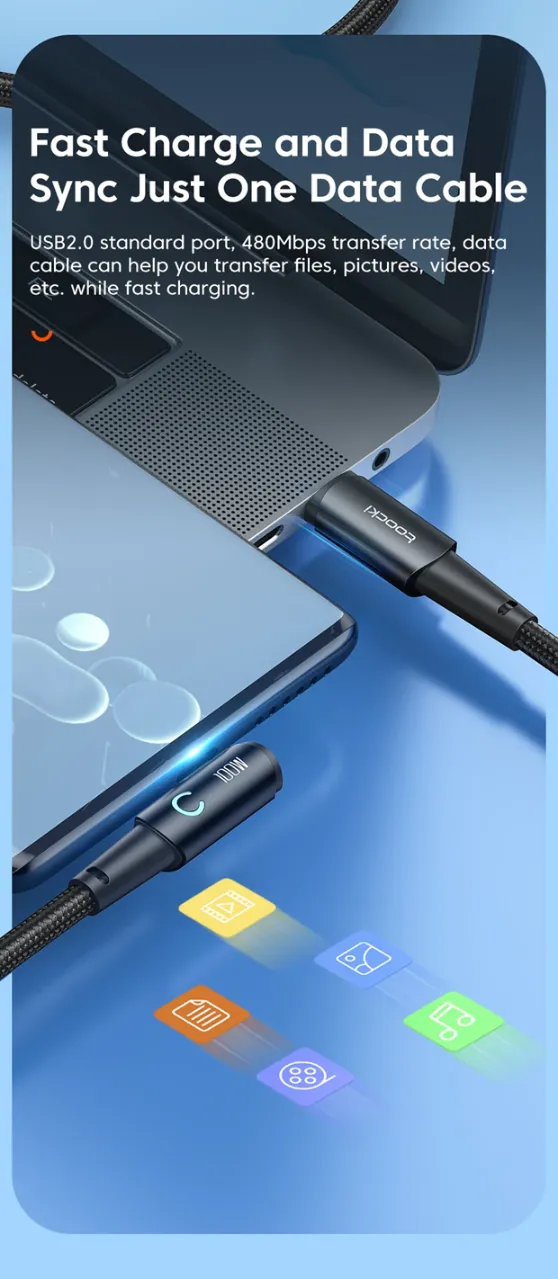 Câble charge Type C 100W 2Metres 90°