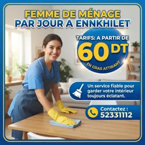 Femmes de ménage disponibles par jour dès 60 DT !
