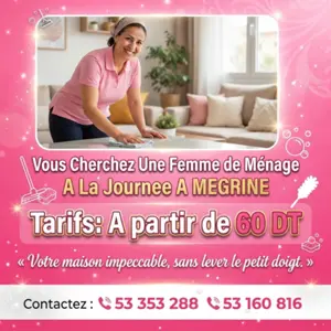 femme de menage par jour a megrine