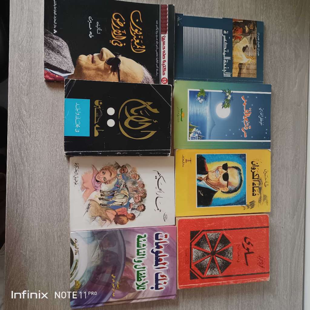Lot de 8 livres en arabe – Romans et littérature arabe – Taha Hussein et autres