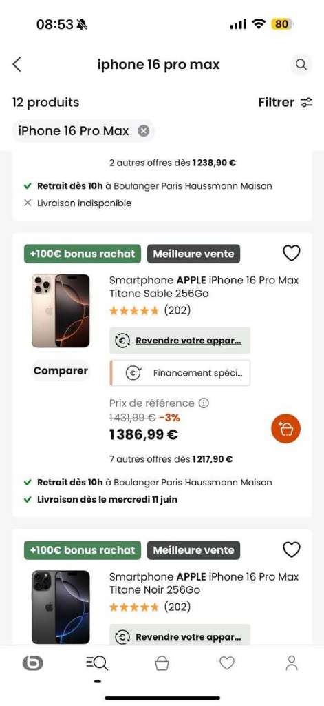 Iphone 16 pro max titane sable 256g