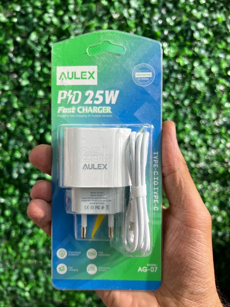 AULEX Chargeur Rapide Type C Vers Type C 25W Avec Câble 1M  Tunis 