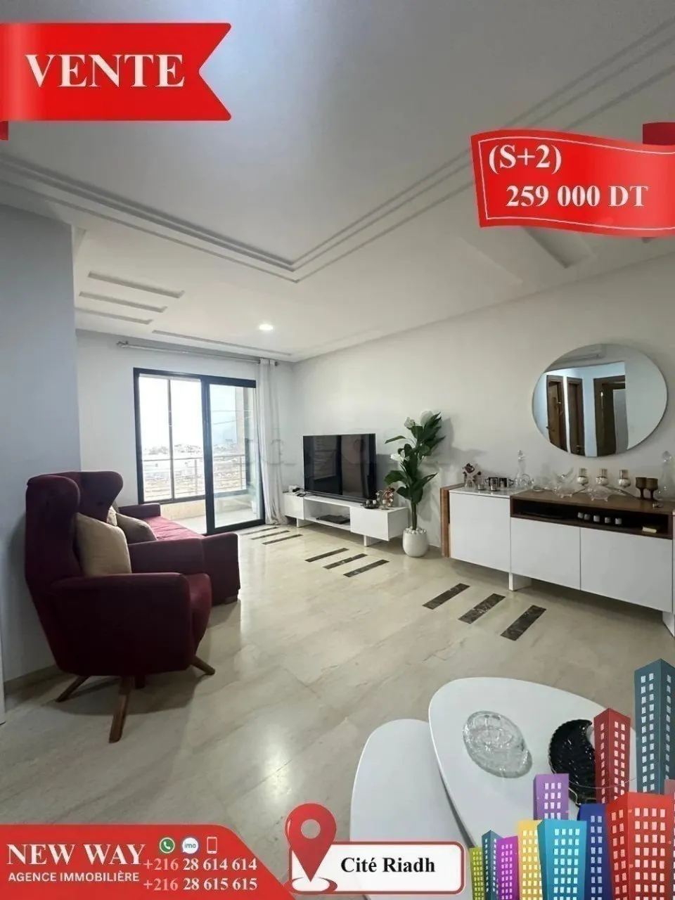 (S+2) à Cité Riadh 1 avec Place de Parking
