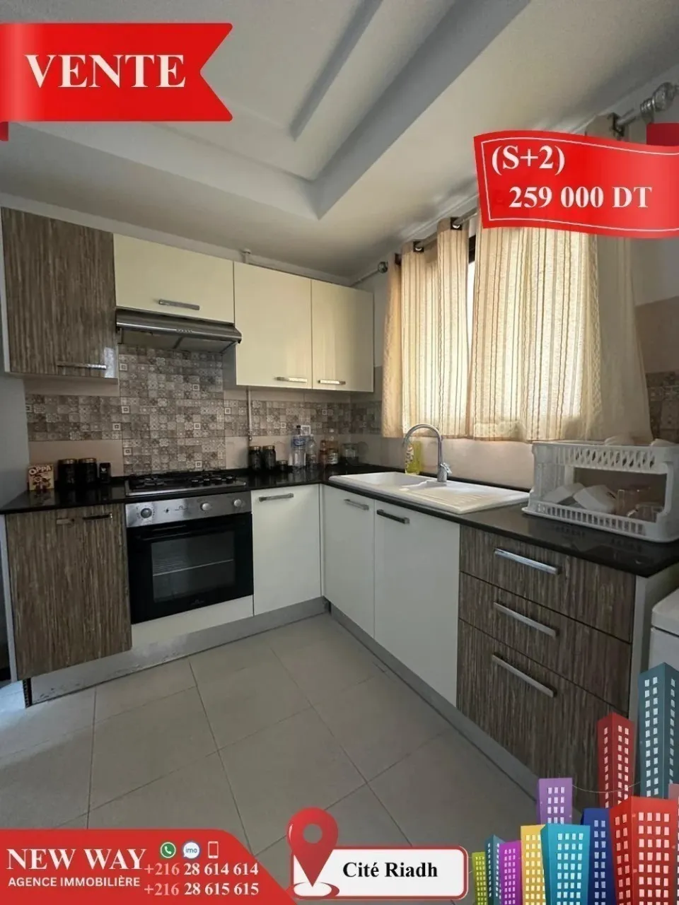 (S+2) à Cité Riadh 1 avec Place de Parking