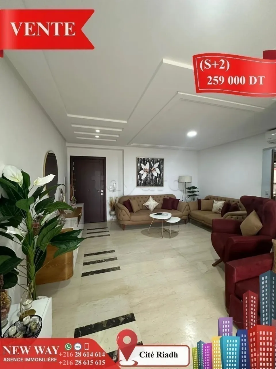 (S+2) à Cité Riadh 1 avec Place de Parking