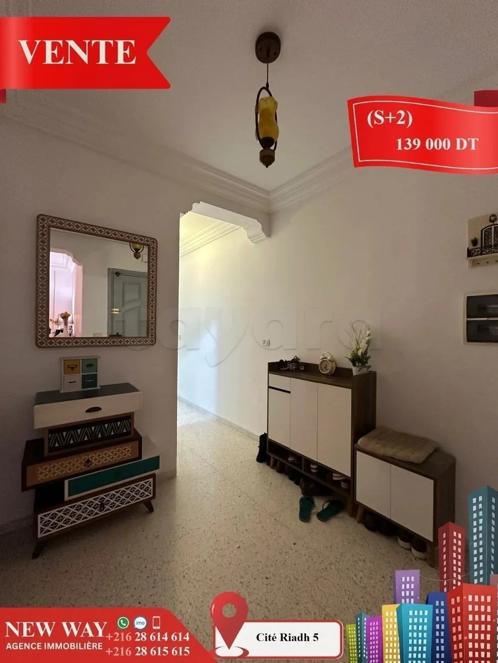 (S+2) à Cité Riadh 5 avec Abri de Voiture