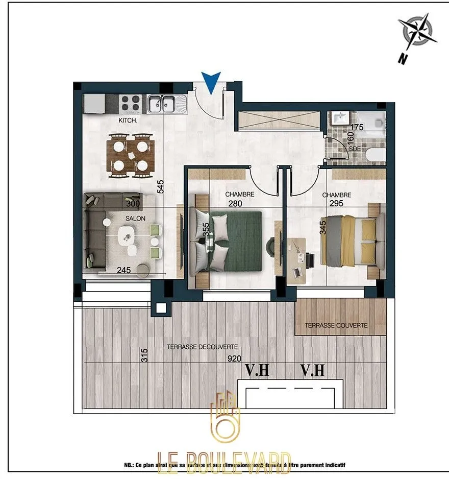 A vendre Appartement S+2 avec terrasse à Nouvelle Soukra , Ariana