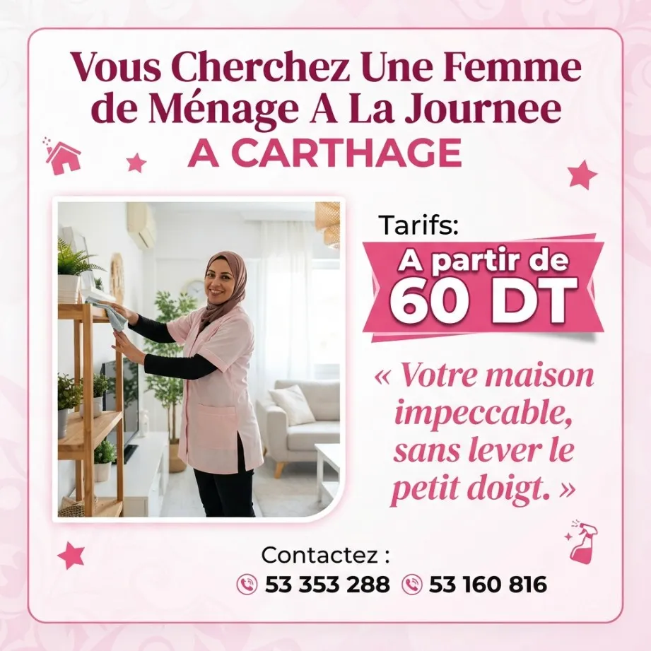 femme de menage par jour a tunis