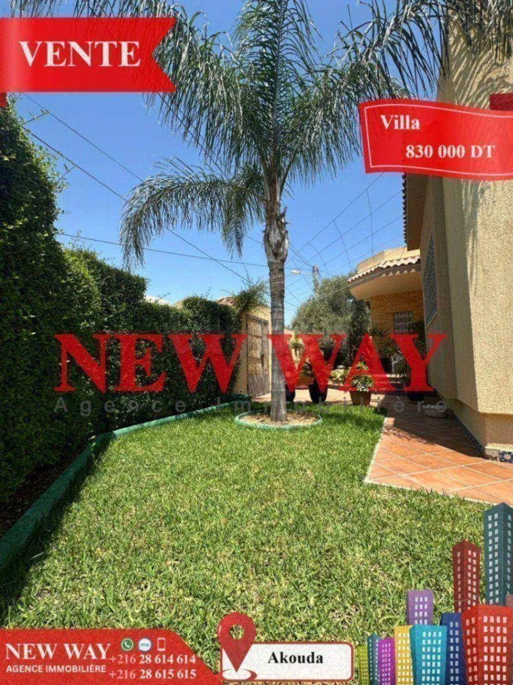 Villa de Plain Pied à Akouda dans un Quartier Résidentiel