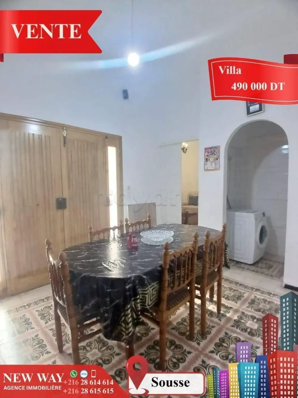 Villa de Plain Pied à Akouda dans un Quartier Résidentiel