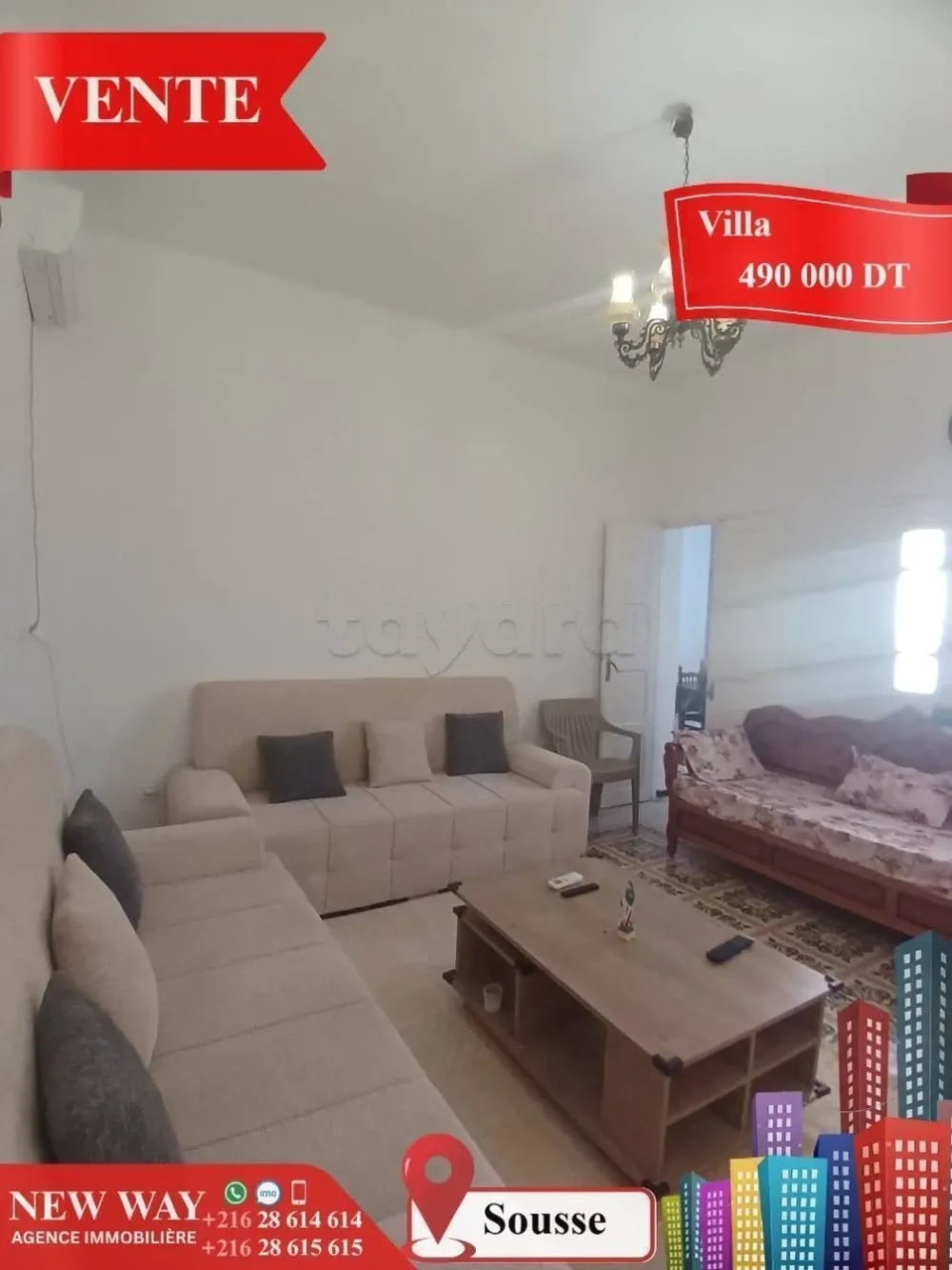 Villa de Plain Pied à Akouda dans un Quartier Résidentiel