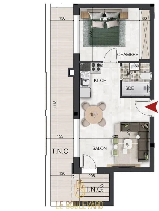 A vendre Appartement S+1 à Sidi Mahersi , Nabeul 