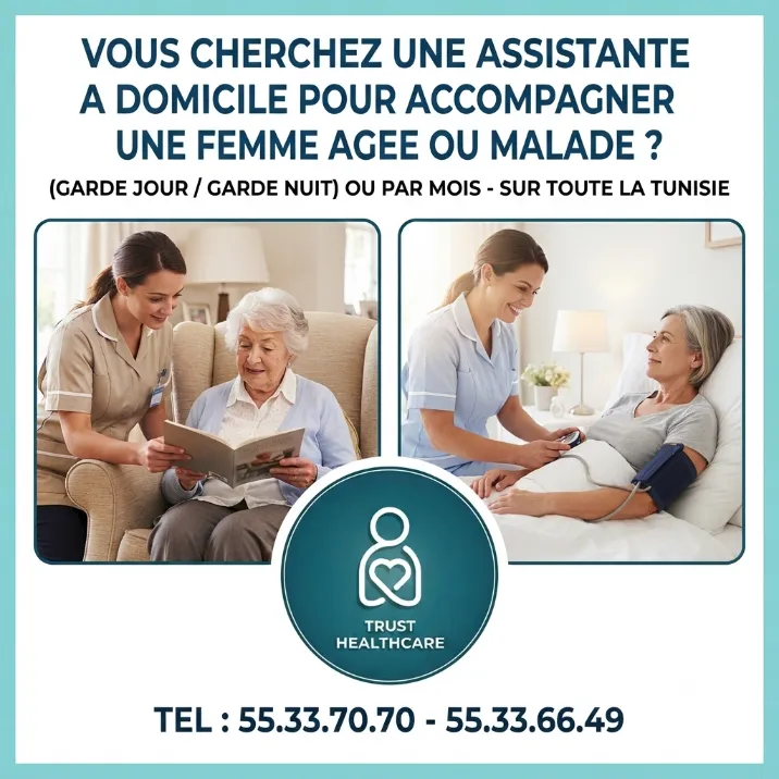 👩⚕️ Service de Garde de Femme Malade à Domicile – Tunisie 🇹🇳