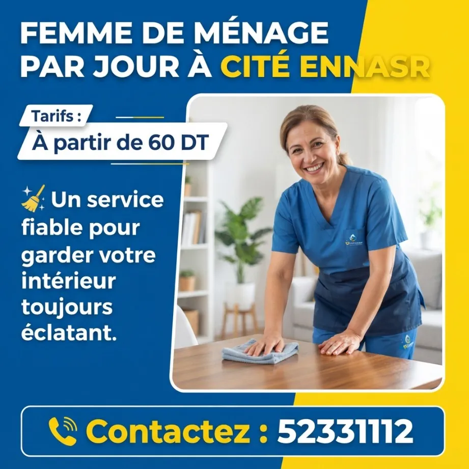 FEMME DE MENAGE PAR JOUR A CITE ENNASR