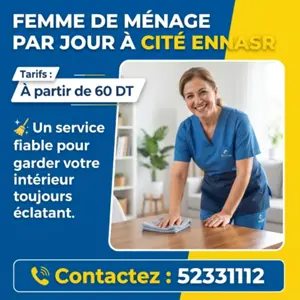 FEMME DE MENAGE PAR JOUR A CITE ENNASR