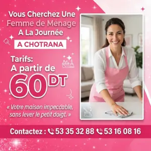 femme de menage par jour a chotrana