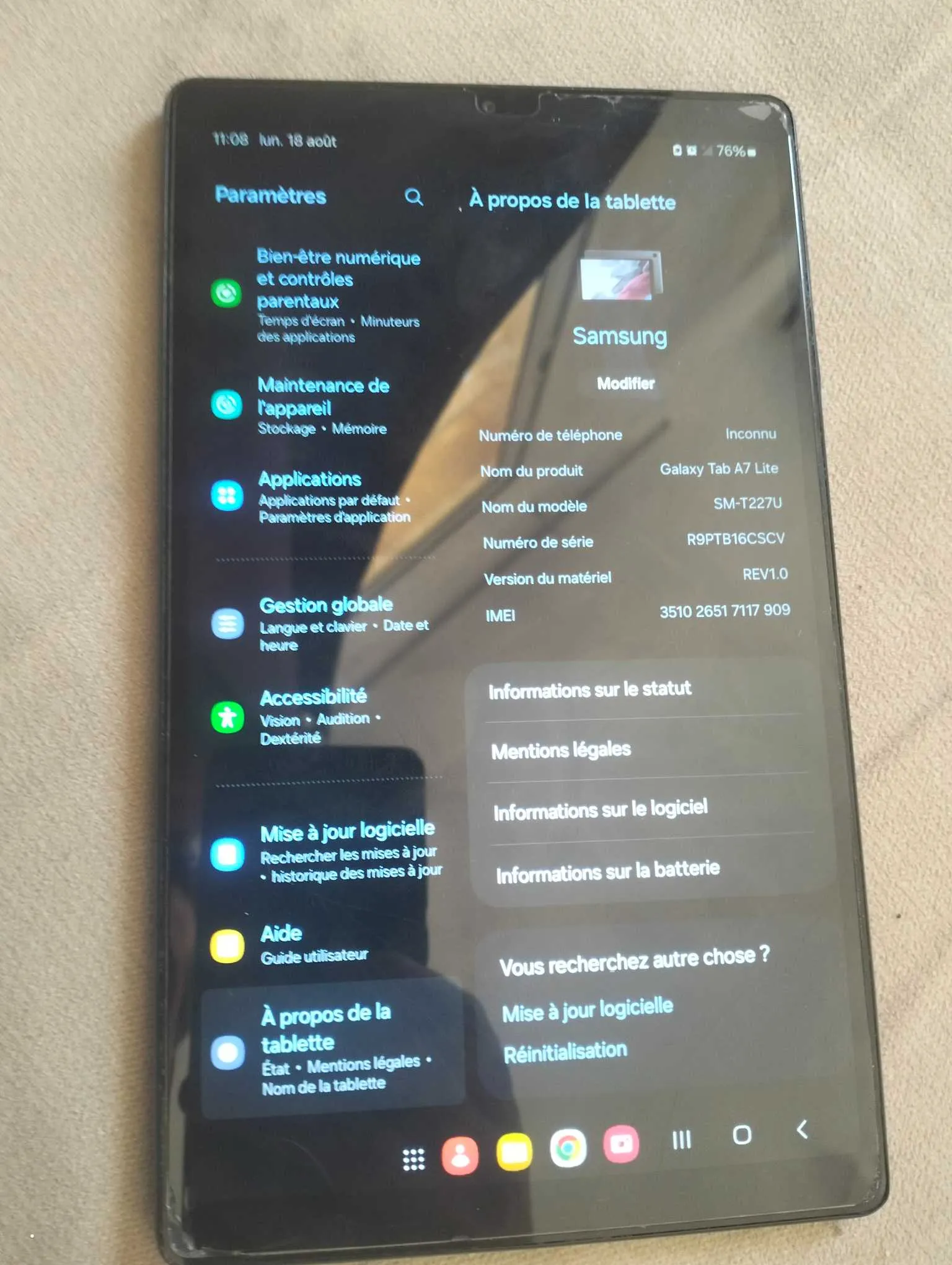 tablette Samsung en très bon état 