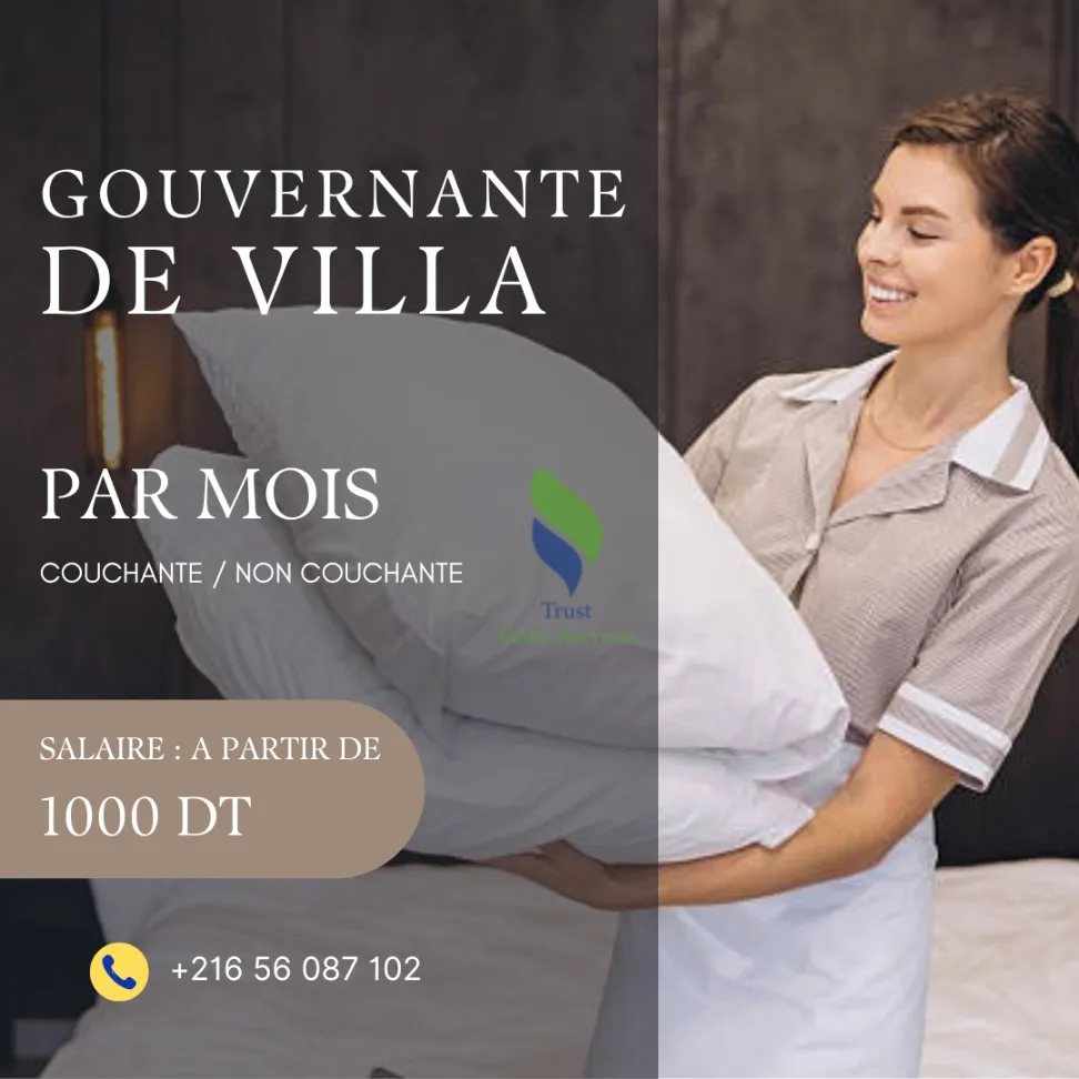 TMS PROPOSE DES GOUVERNANTES DE MAISON COUCHANTES A TUNIS