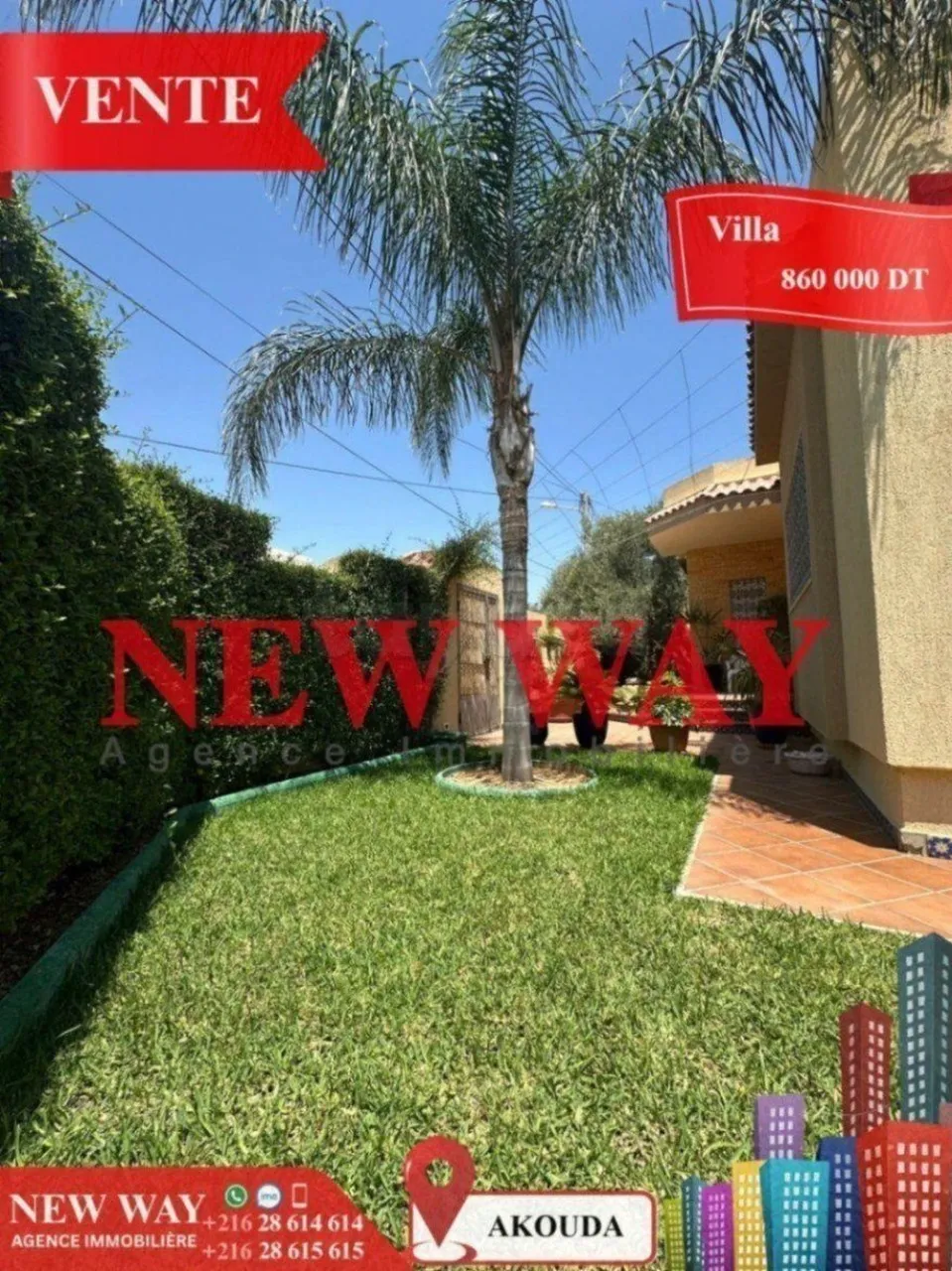 Villa de Plain Pied à Akouda dans un Quartier Résidentiel