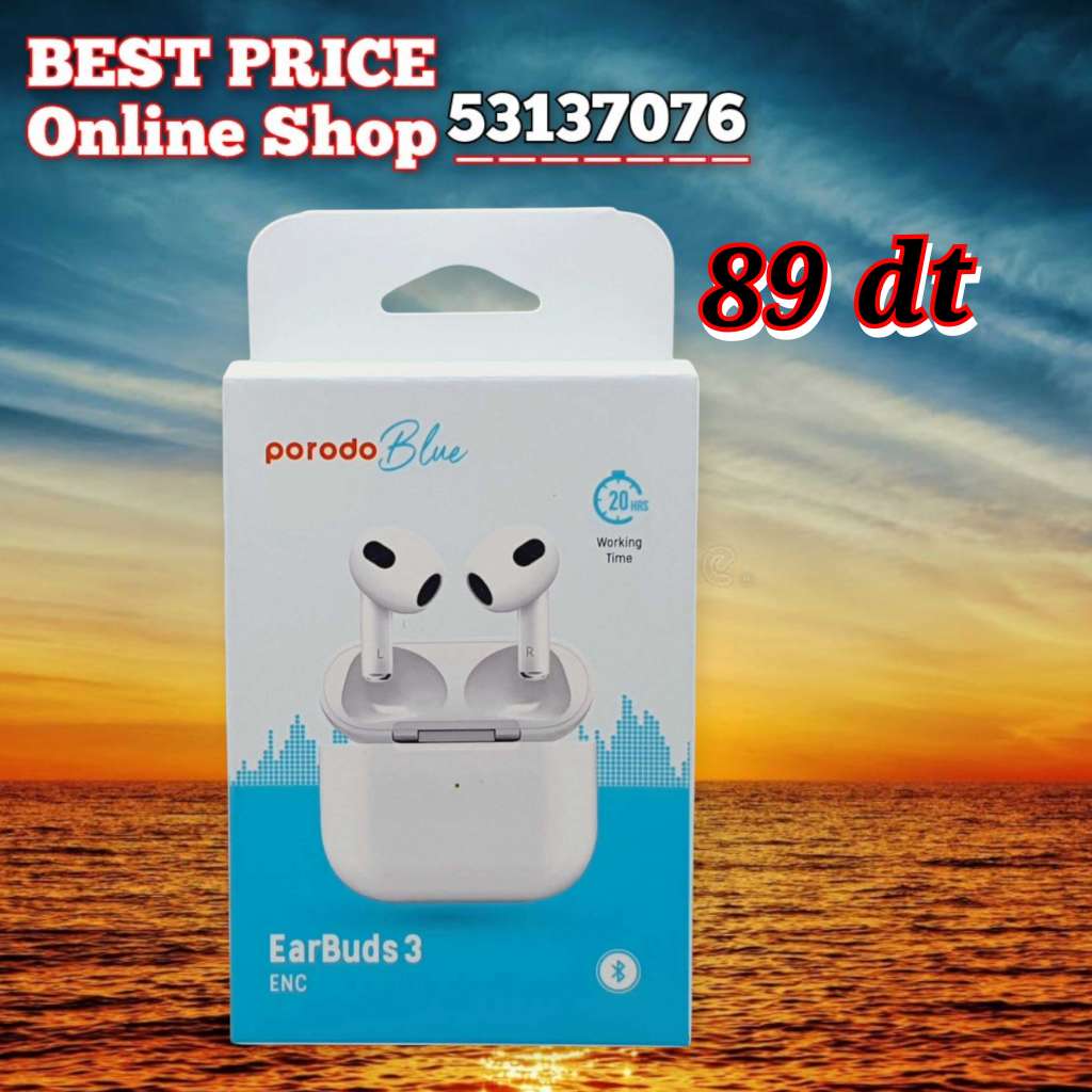 Kit bleutooth Porodo Blue EarBuds 3 Cacheté ✔️