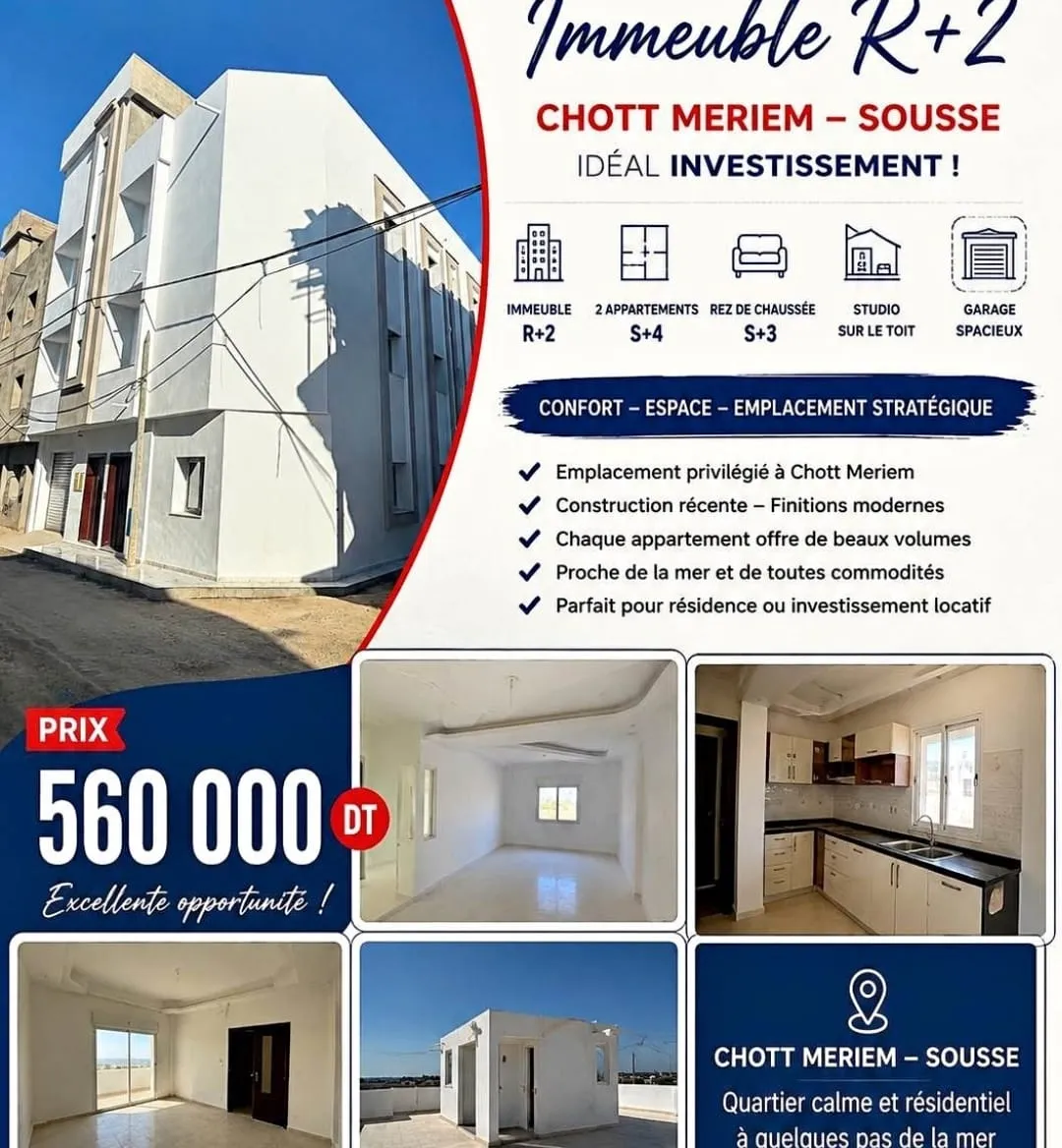 À VENDRE – IMMEUBLE À FORT POTENTIEL LOCATIF | CHOTT MERIEM – SOUSSE