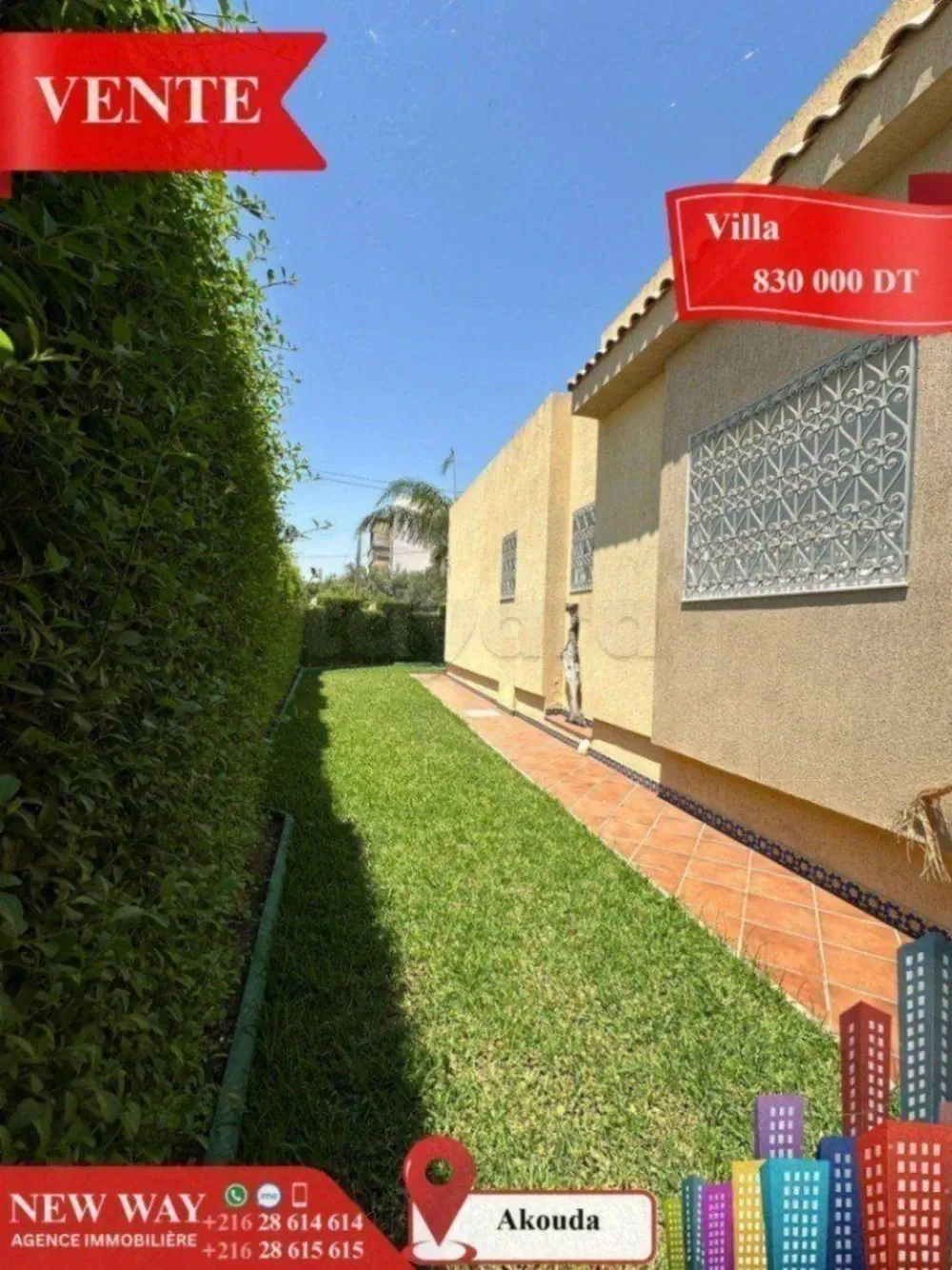 Villa de Plain Pied à Akouda dans un Quartier Résidentiel