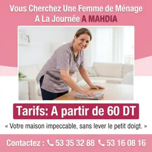 femme de menage par jour a mahdia