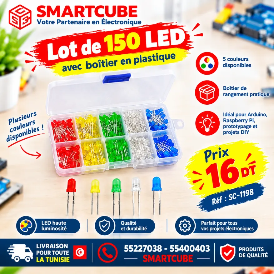 Lot de 150 LED avec boîtier plastique