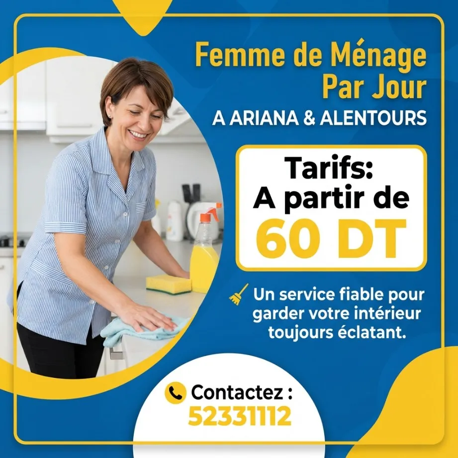 FEMME DE MENAGE PAR JOUR A ARIANA