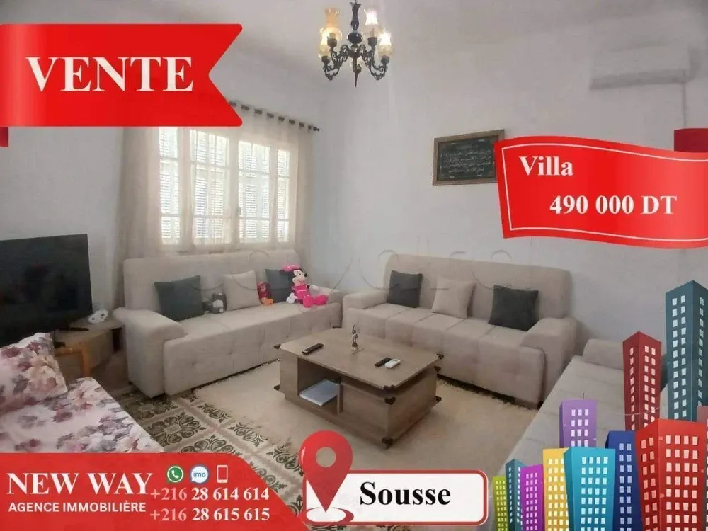 Villa de Plain Pied à Sousse, Proche de toutes Commodités