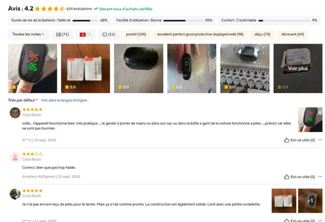 Oxymètre de pouls au doigt, compteur de saturation de l'oxygène , Portable