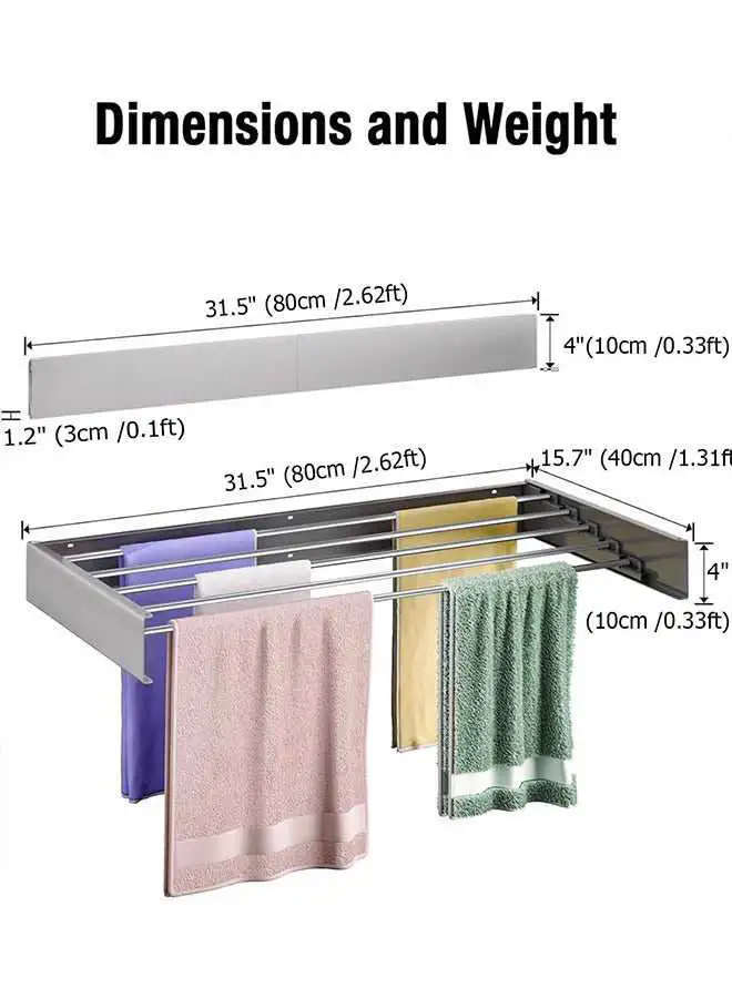 étendoir à linge mural pliable et rétractable