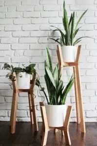 Kit de 3 Supports de Pots en Bois Rouge (6 pièces)