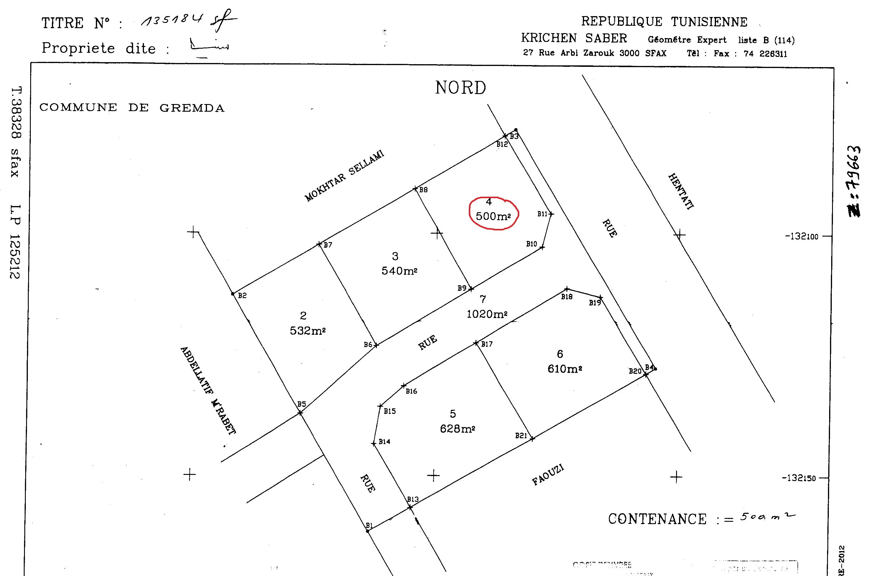 Terrain 500 m2 titre foncier Km9 Bouzayene