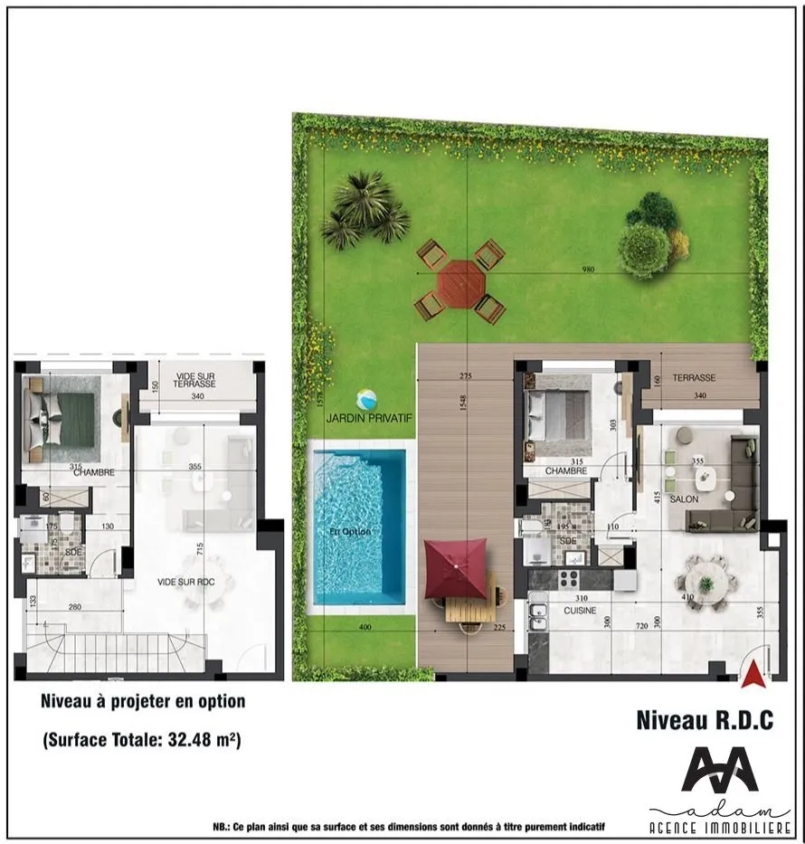 Appartement S+1 en Duplex – 82 m² au RDC – Sidi Mahrsi, Nabeul
