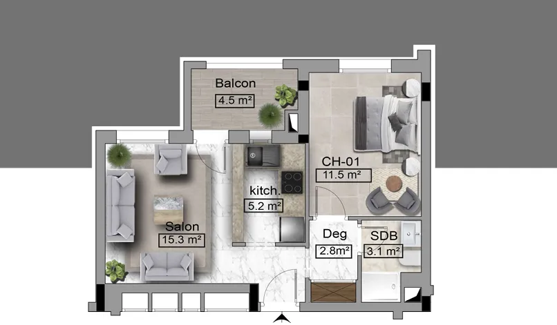 a vendre Appartement S+1 à AFH Mrezga , Cité El Wafa