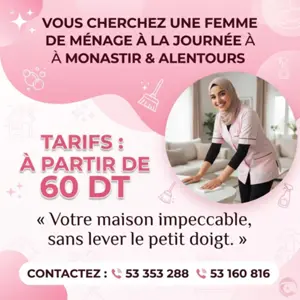 femme de menage par jour a monastir