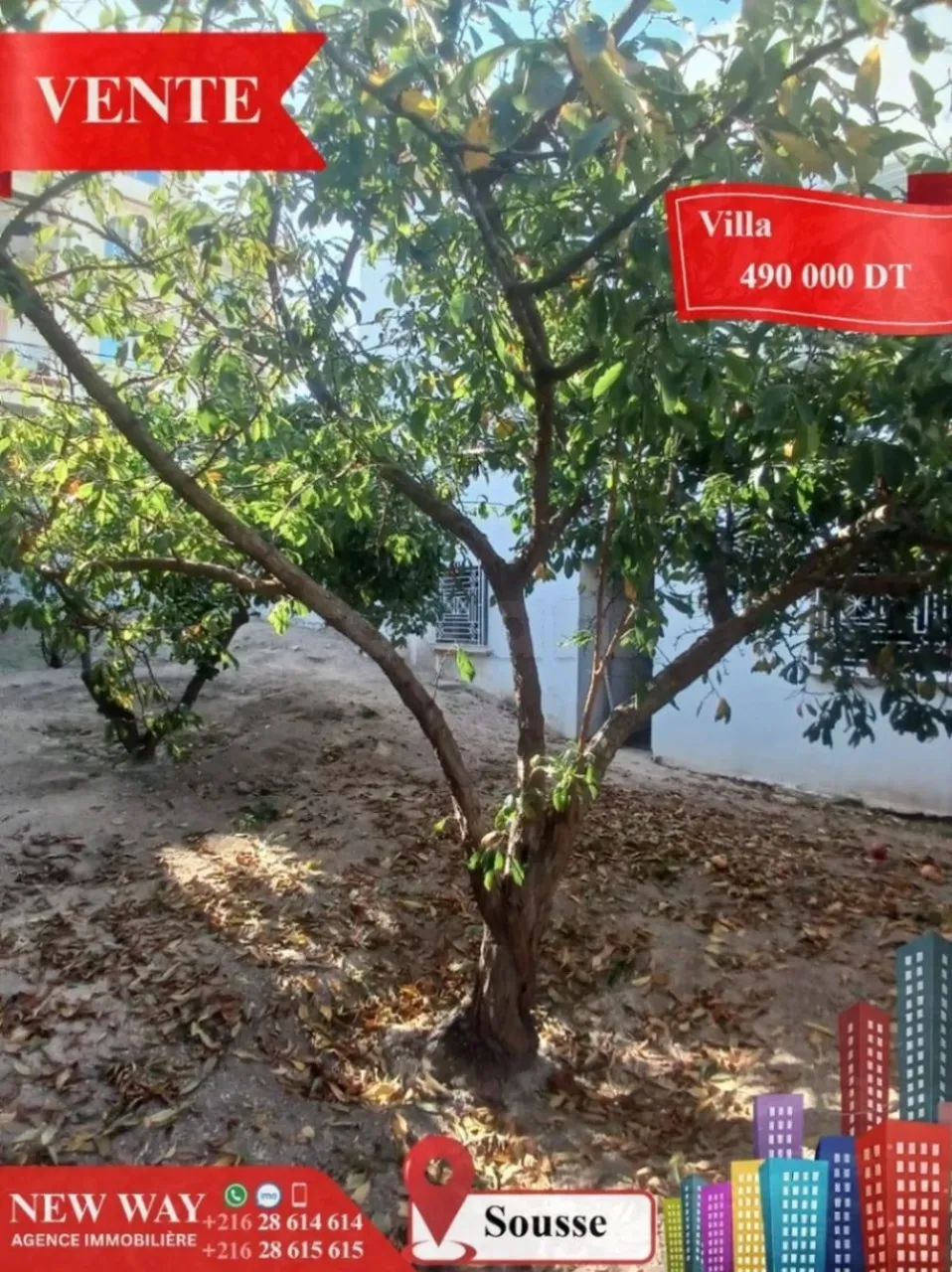 Villa de Plain Pied à Sousse, Proche de toutes Commodités