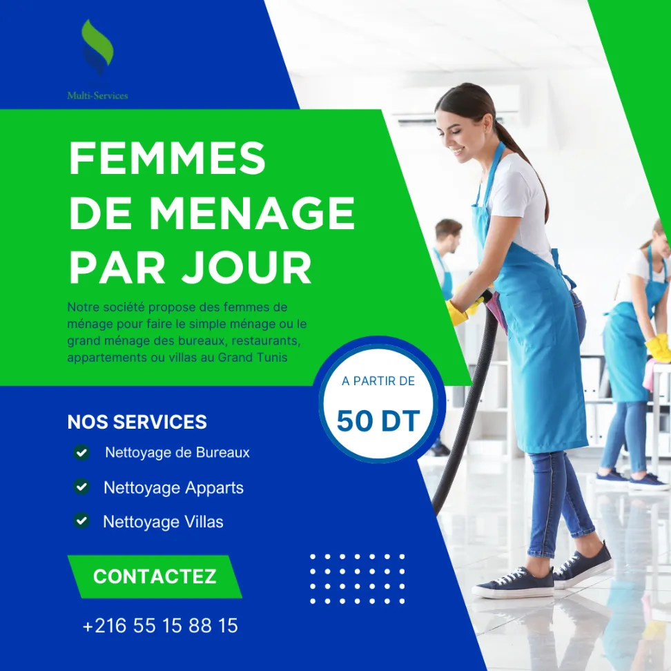 femme de  ménage par jour  a tunis