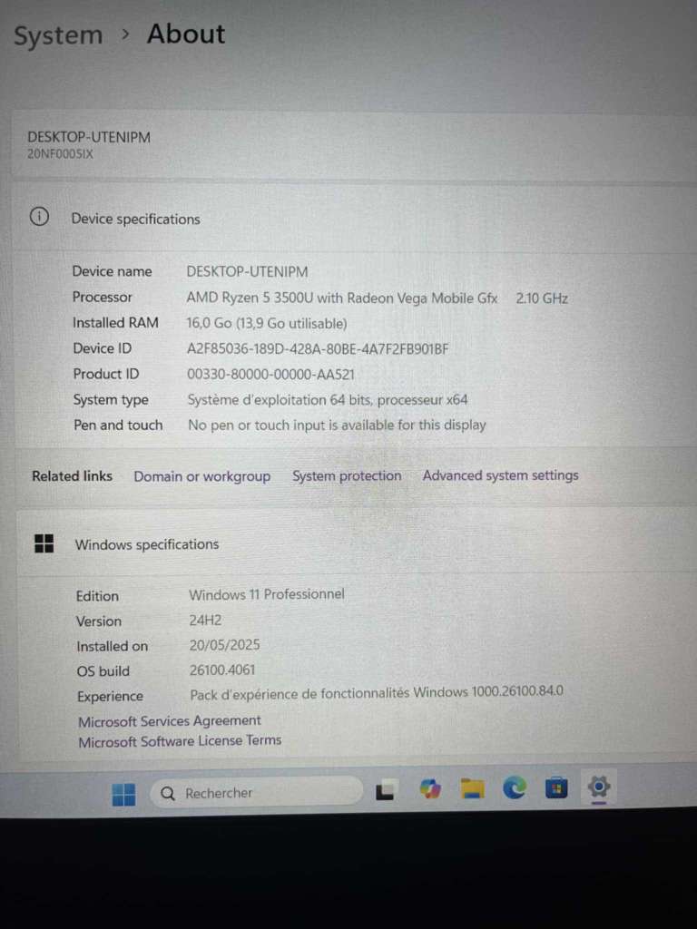 Pc ThinkPad / 16 Ram _512 SSD âĄAMD Radeon Ryzen 5 đ Gamme Pro