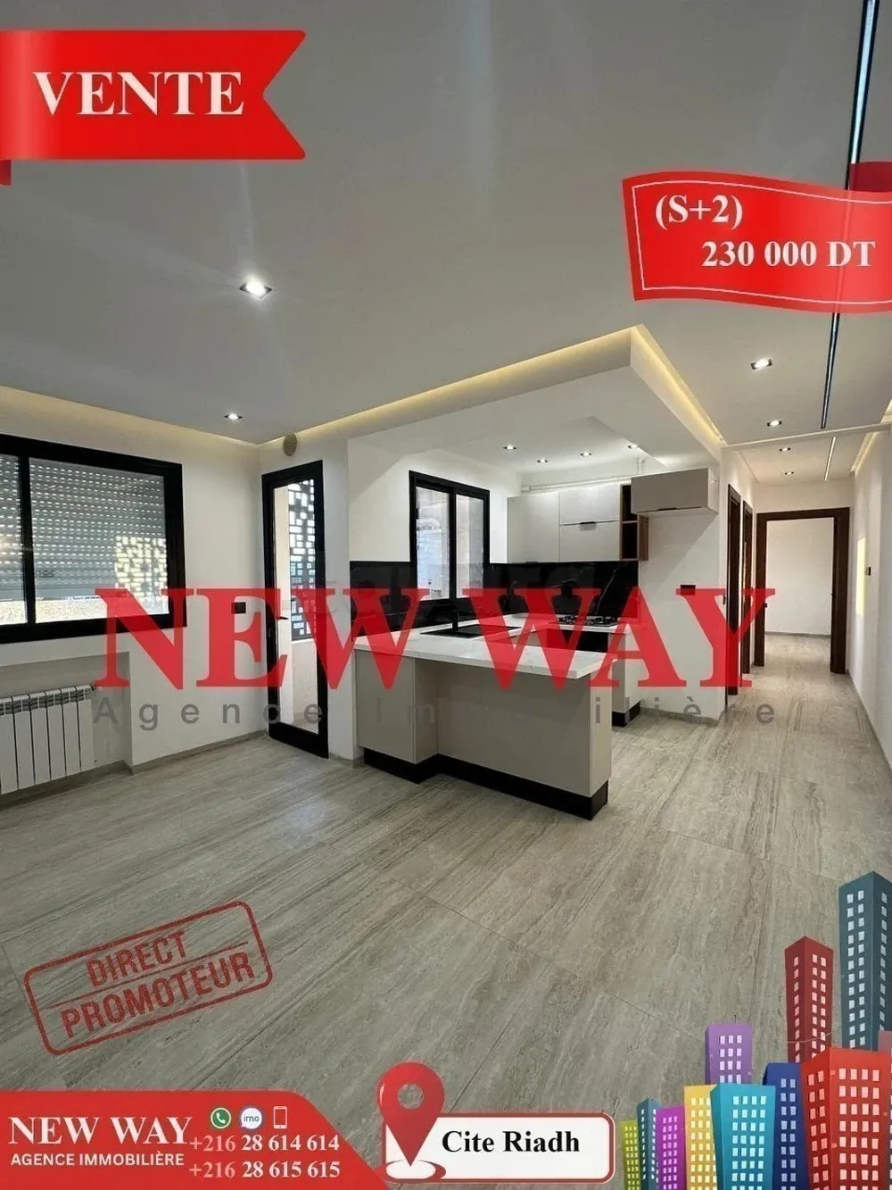(S+2) Directe Promoteur à Cité Riadh