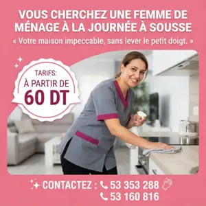 femme de menage par jour a soousse sahloul