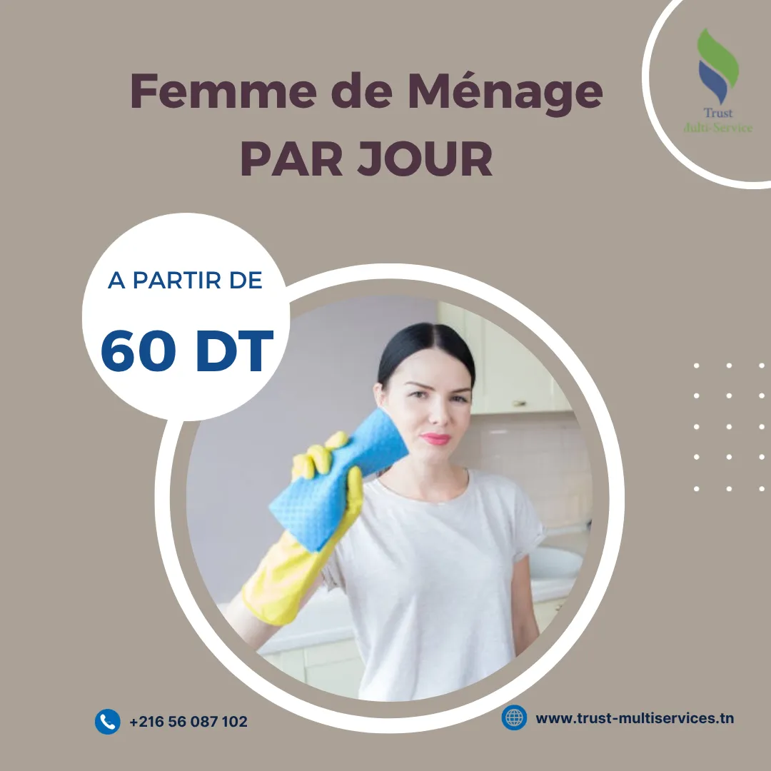 FEMME DE MENAGE PAR JOUR POUR SIMPLE MENAGE  A ARIANA