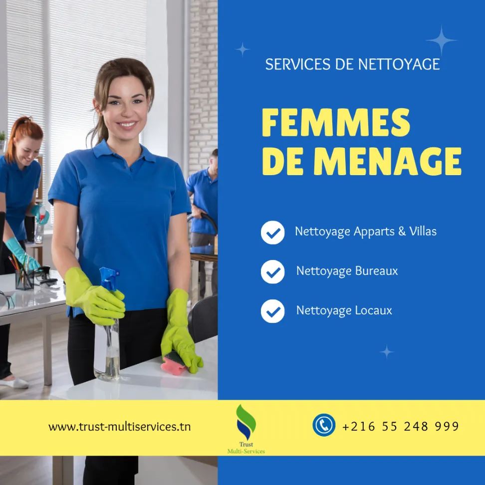 Femme de ménage par jour pour bureau à Djebel Jloud