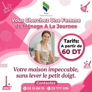 FEMME DE MENAGE PAR JOUR A Sousse